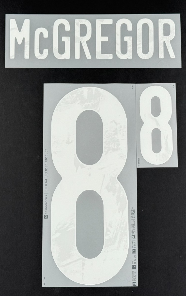 SCOTLAND 2020-2021 OFFICIAL DEKO GRAPHICS McGREGOR 8 HOME PLAYER SIZE NAME SET