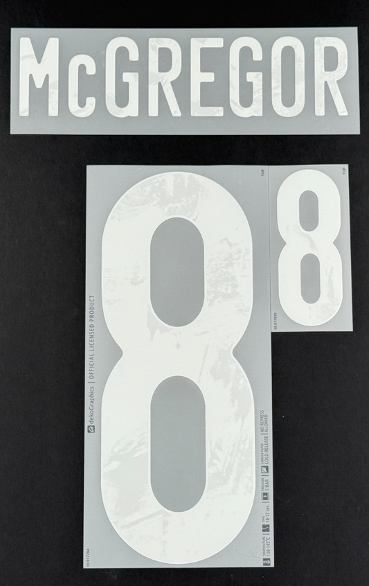 SCOTLAND 2020-2021 OFFICIAL DEKO GRAPHICS McGREGOR 8 HOME PLAYER SIZE NAME SET