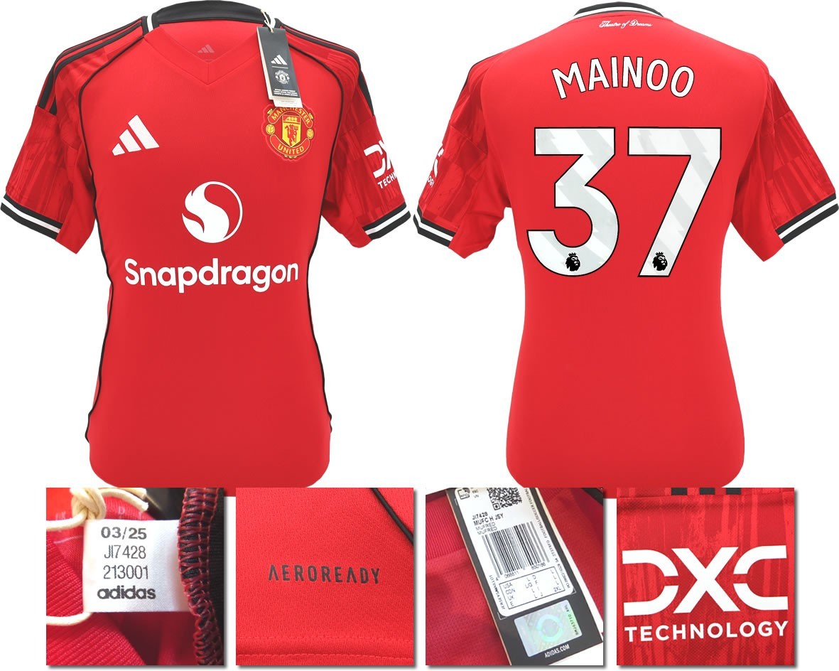 BNWT 2025 2026 MANCHESTER UNITED ADIDAS HOME SHIRT MAINOO 37