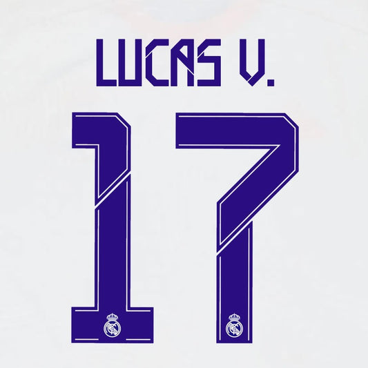 2021 2022 AVERY DENNISON REAL MADRID LUCAS V. 17 HOME PLAYER SIZE NAMESET