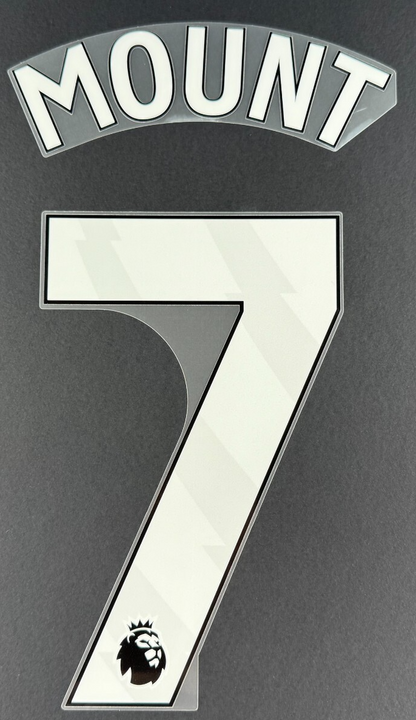 MAN UTD 2023 - 2025 MOUNT 7 OFFICIAL AVERY DENNISON WHITE PLAYER SIZE NAME SET