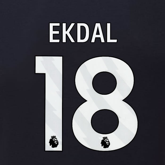 2023 2024 BURNLEY EKDAL 18 OFFICIAL WHITE 3RD PLAYER SIZE NAMESET