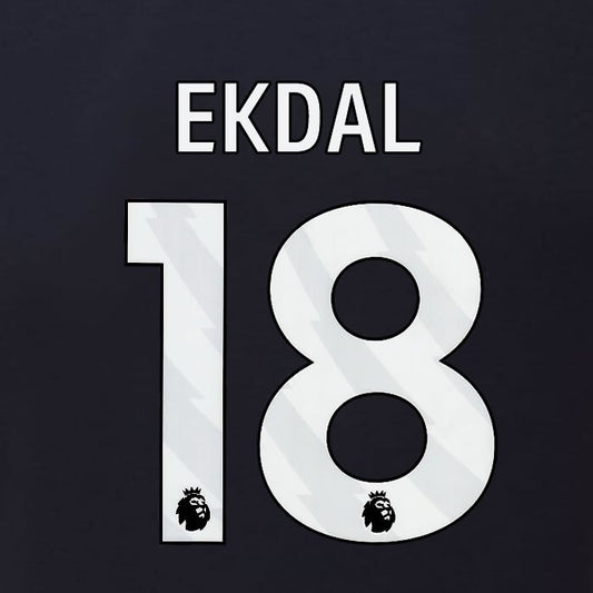 2023 2024 BURNLEY EKDAL 18 OFFICIAL WHITE 3RD PLAYER SIZE NAMESET