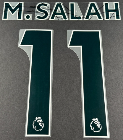 LIVERPOOL 2019 2023 M.SALAH 11 OFFICIAL AVERY DENNISON BLACK PLAYER SIZE NAMESET