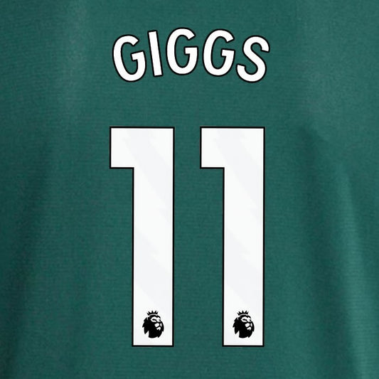 MAN UTD 2023 - 2024 GIGGS 11 OFFICIAL AVERY DENNISON WHITE PLAYER SIZE NAME SET
