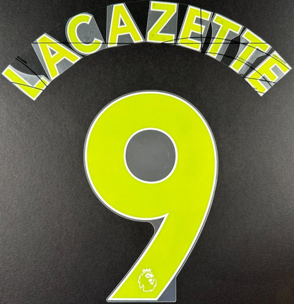 ARSENAL 19-23 LACAZETTE 9 OFFICIAL AVERY DENNISON YELLOW PLAYER SIZE NAME SET