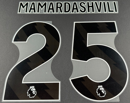 LIVERPOOL 25/26 MAMARDASHVILI 25 OFFICIAL AVERY DENNISON BLACK PLAYER SIZE 250MM