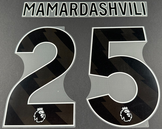 LIVERPOOL 25/26 MAMARDASHVILI 25 OFFICIAL AVERY DENNISON BLACK PLAYER SIZE 250MM