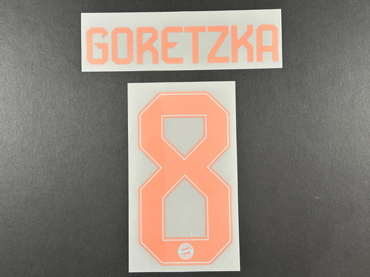 2024 2025 OFFICIAL BAYERN GORETZKA 8 AWAY GOLD PLAYER SIZE NAMESET