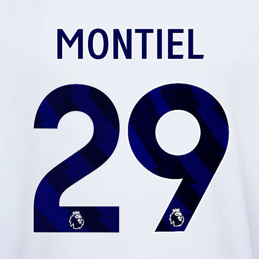 2023 2024 OFFICIAL NOTTINGHAM MONTIEL 29 BLUE AWAY PLAYER SIZE NAMESET
