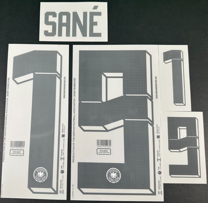 GERMANY 2024-2025 OFFICIAL NAME & NUMBERING SANE' 19 HOME PLAYER SIZE NAMESET