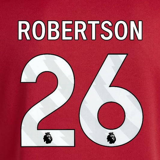 2025 2026 OFFICIAL LIVERPOOL ROBERTSON 26 WHITE HOME PLAYER SIZE NAMESET