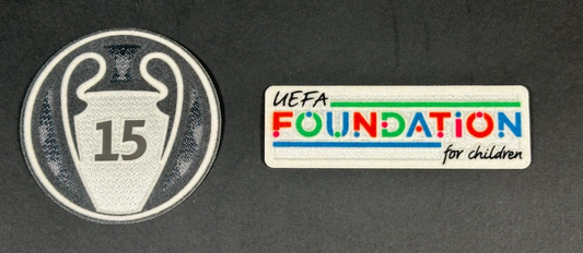REAL MADRID 15 X  SLEEVE PATCH + PLAYER ISSUE UEFA FOUNDATION PATCH OFFICIAL