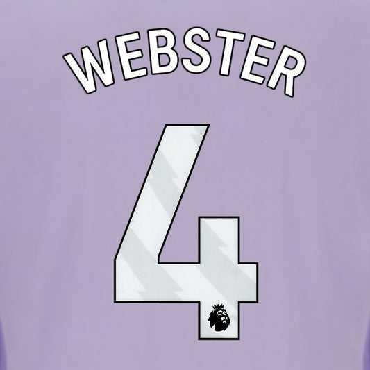 2025 2026 OFFICIAL BRIGHTON WEBSTER 4 AWAY WHITE PLAYER SIZE NAMESET