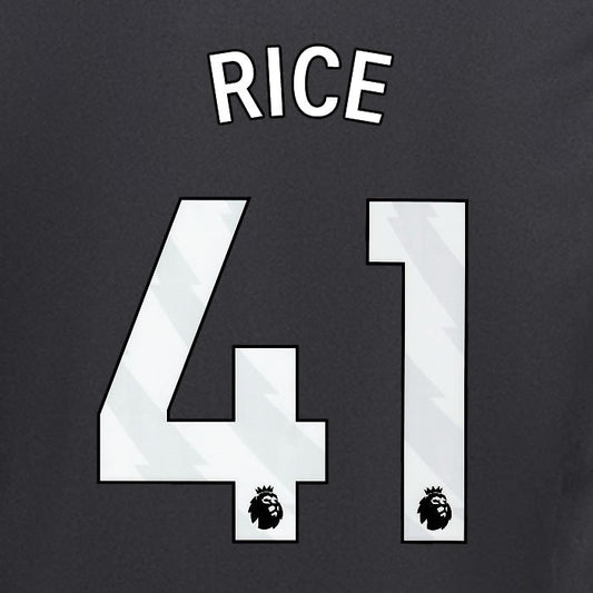 2024 2025 ARSENAL RICE 41 WHITE AWAY OFFICIAL PLAYER SIZE NAMESET