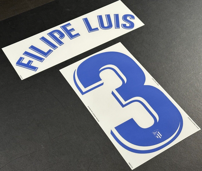 2018 2019 OFFICIAL ATLETICO FILIPE LUIS 3 AWAY PLAYER SIZE NAMESET