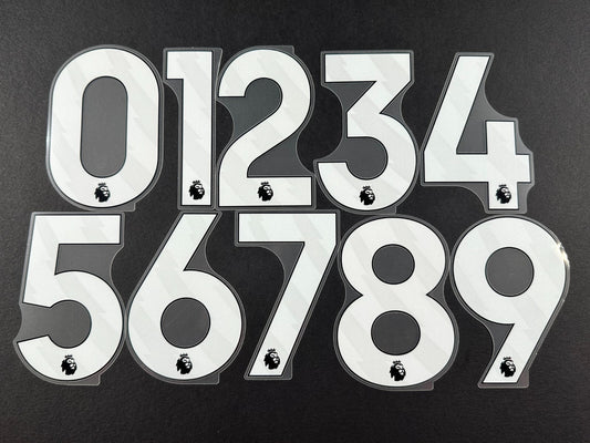 2023 2024 OFFICIAL AVERY DENNISON PREMIER LEAGUE WHITE SHORTS NUMBERS
