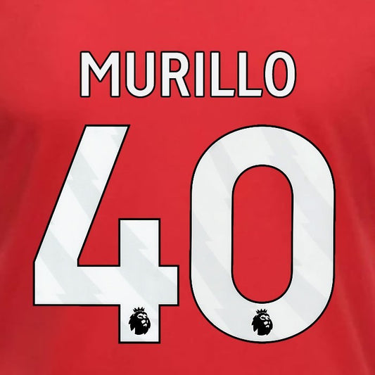 2023 2024 OFFICIAL NOTTINGHAM MURILLO 40 WHITE HOME PLAYER SIZE NAMESET