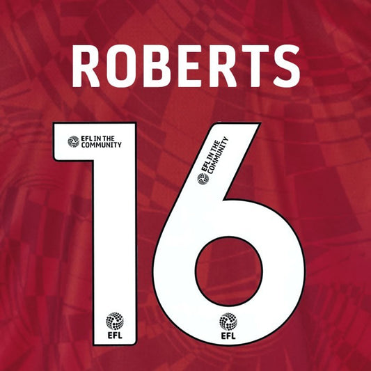25 26 BIRMINGHAM CITY ROBERTS 16 OFFICIAL WHITE 3RD NAME SET 230MM