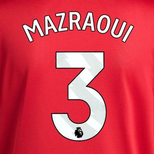 2025 2026 MANCHESTER UNITED MAZRAOUI 3 HOME WHITE PLAYER SIZE NAMESET