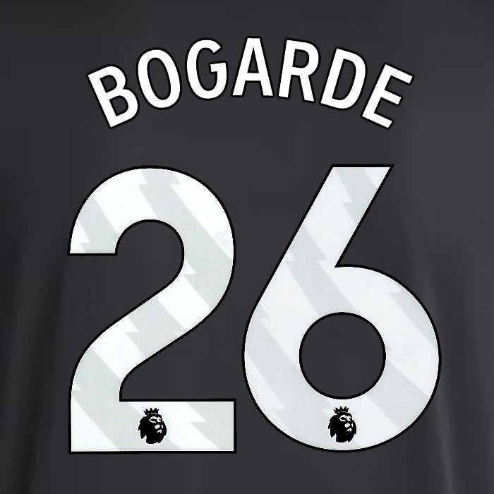 2025 2026 ASTON VILLA BOGARDE 26 OFFICIAL WHITE AWAY PLAYER SIZE NAMESET