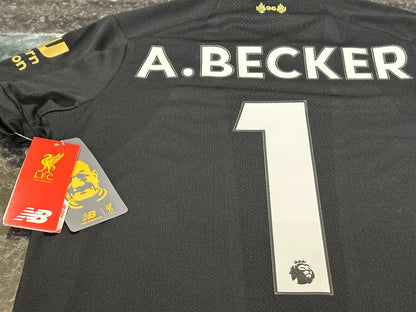 BNWT 2019 2020 NEW BALANCE LIVERPOOL GOALKEEPER SHIRT A BECKER 1 KIDS 9-10 YEARS