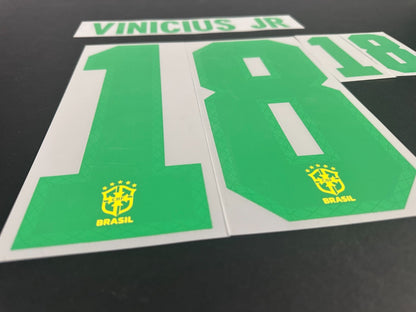 BRAZIL 2020 2021 OFFICIAL VINICIUS JR 18 HOME PLAYER SIZE NAMESET - 260MM