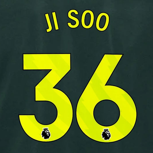 2024 2025 BRENTFORD JI SOO 36 OFFICIAL YELLOW 3RD PLAYER SIZE NAMESET