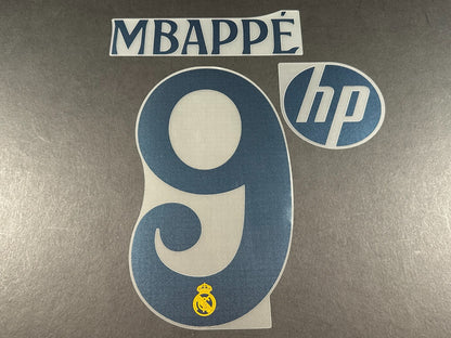 2024 2025 REAL MADRID MBAPPE 9 HP PATCH AVERY DENNISON AWAY PLAYER SIZE NAME SET