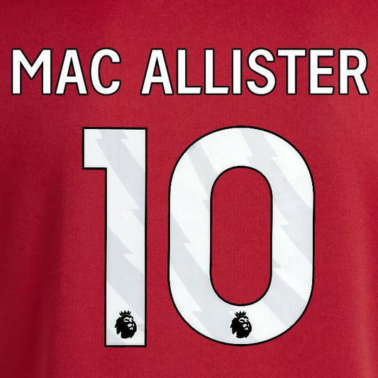 2025 2026 OFFICIAL LIVERPOOL MAC ALLISTER 10 WHITE HOME PLAYER SIZE NAMESET