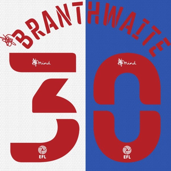 BLACKBURN 2020 2021 OFFICIAL BRANTHWAITE 30 HOME PLAYER SIZE NAME SET