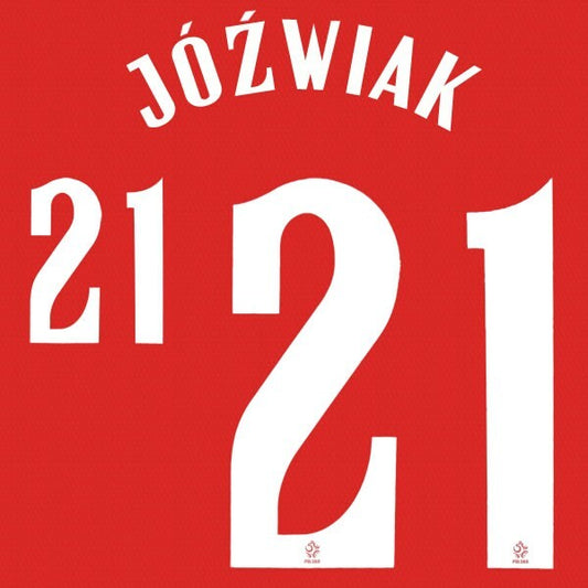 2020 2021 OFFICIAL POLAND JOZWIAK 21 AWAY WHITE PLAYER SIZE NAMESET