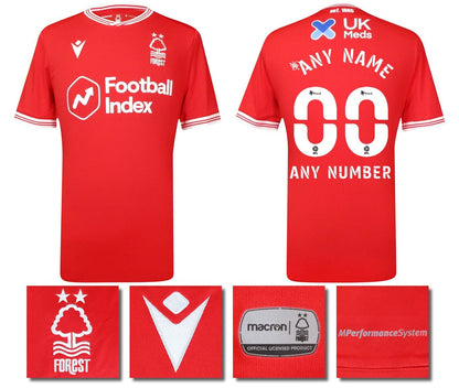 BNWT 20/21 NOTTINGHAM FOREST HOME MACRON FOOTBALL SHIRT PERSONALISED MEN'S MEDIU