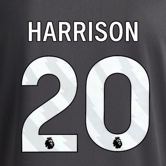 2025 2026 OFFICIAL LEEDS UNITED HARRISON 20 WHITE 3RD PLAYER SIZE NAMESET