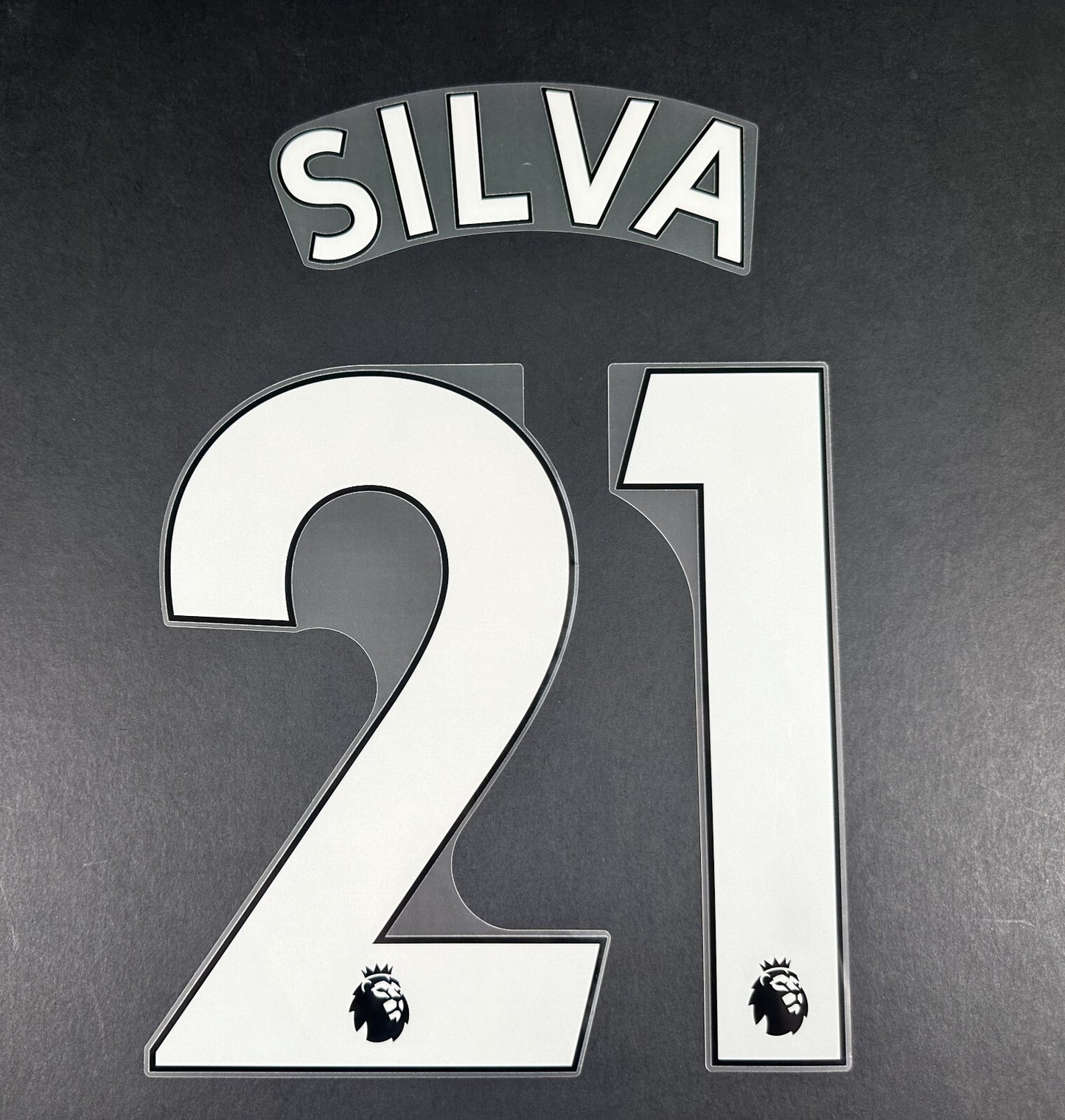 MAN CITY 2019 2023 SILVA 21 OFFICIAL AVERY DENNISON WHITE PLAYER SIZE NAMESET
