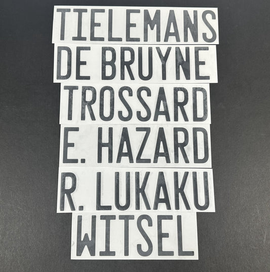 2020 2021 OFFICIAL DekoGraphics BELGIUM AWAY BLACK PLAYER SIZE NAME BLOCKS