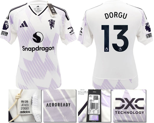 BNWT 25 26 MANCHESTER UNITED ADIDAS AWAY SHIRT DORGU 13 + PATCHES SMALL