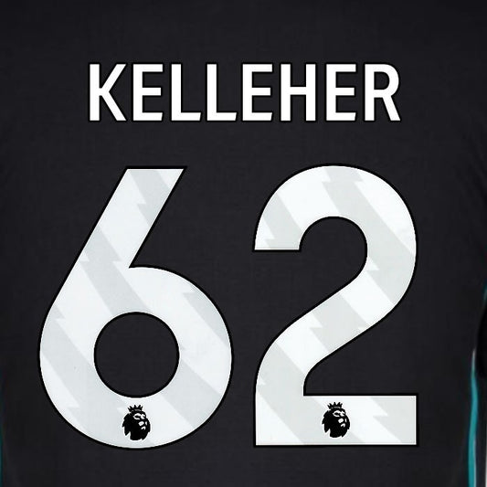2024 2025 OFFICIAL LIVERPOOL KELLEHER 62 WHITE AWAY PLAYER SIZE NAMESET