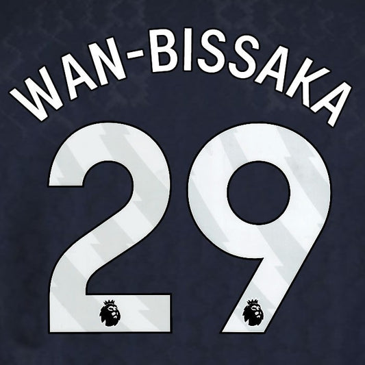 2025 2026 WEST HAM WAN BISSAKA 29 OFFICIAL WHITE 3RD PLAYER SIZE NAMESET
