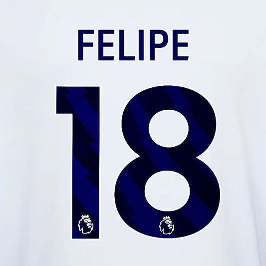 2023 2024 OFFICIAL NOTTINGHAM FELIPE 18 BLUE AWAY PLAYER SIZE NAMESET
