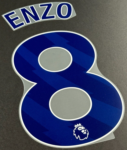 CHELSEA 2024 2025 ENZO 8 OFFICIAL AVERY DENNISON BLUE PLAYER SIZE NAME SET