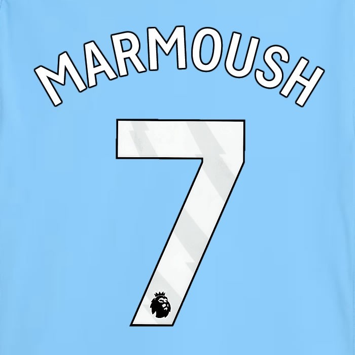 2025 2026 MANCHESTER CITY MARMOUSH 7 WHITE HOME PLAYER SIZE NAME SET