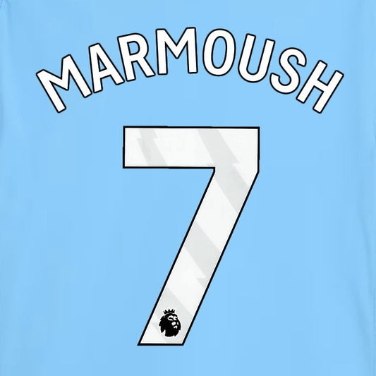 2025 2026 MANCHESTER CITY MARMOUSH 7 WHITE HOME PLAYER SIZE NAME SET