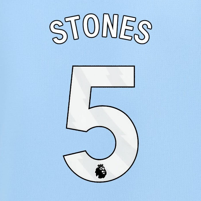 2024 2025 MANCHESTER CITY STONES 5 WHITE HOME PLAYER SIZE NAME SET