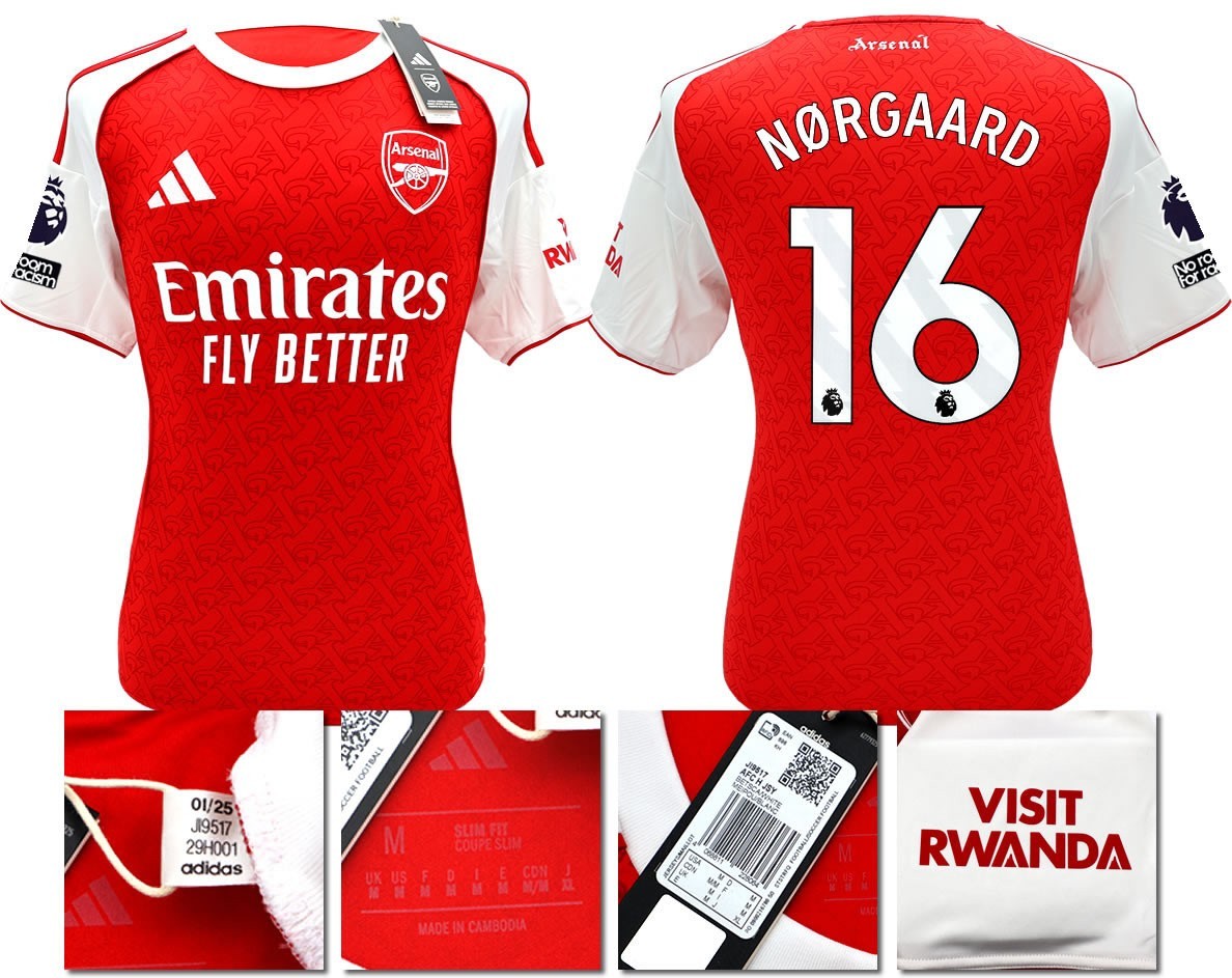 BNWT 2025/2026 ARSENAL F.C. ADIDAS HOME SHIRT NORGAARD 16 + PATCHES