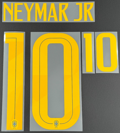BRAZIL 2018 WORLD CUP OFFICIAL NEYMAR JR 10 AWAY PLAYER SIZE NAMESET 255MM
