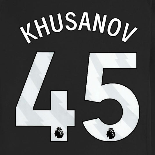 2025 2026 MANCHESTER CITY KHUSANOV 45 WHITE AWAY PLAYER SIZE NAME SET