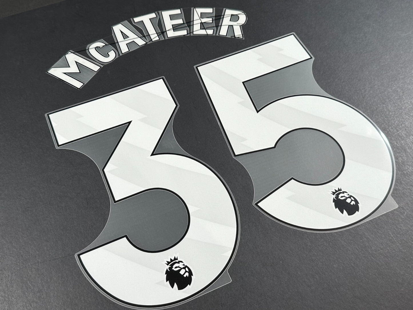 2024 2025 OFFICIAL LEICESTER CITY McATEER 35 WHITE PLAYER SIZE NAME SET