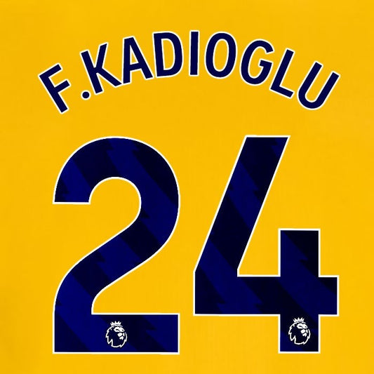 2025 2026 OFFICIAL BRIGHTON F KADIOGLU 24 3RD BLUE PLAYER SIZE NAMESET