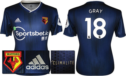 BNWT 2019 2020 WATFORD AWAY ADIDAS FOOTBALL SHIRT GRAY 18 MEN'S MEDIUM